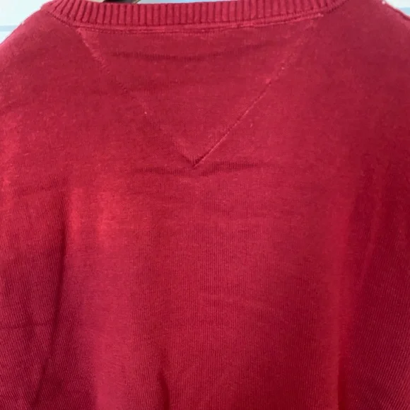 Tommy Hilfiger Men's V-Neck Red and Gray Sweater - Picture 5 of 5